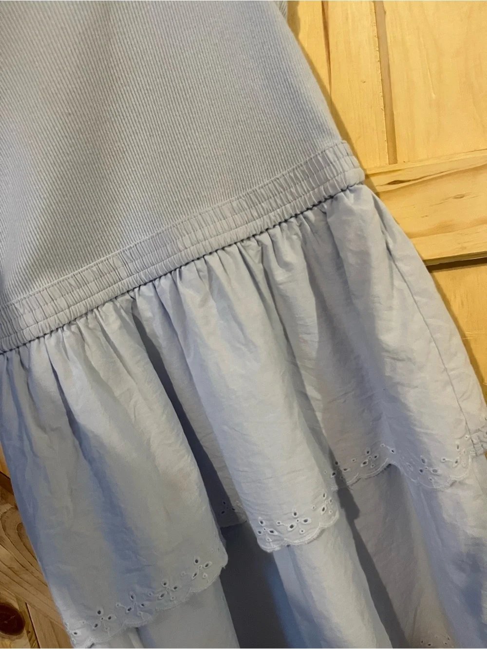 Gap Blue Tiered Eyelet Detail Dress 100% Cotton
